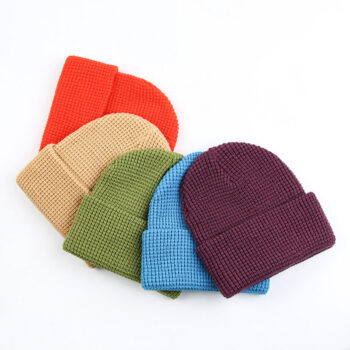 Manufacturer Wholesale Custom Embroidery Logo Unisex 100% Acrylic Winter Knitted Hats Cap Waffle Knit Beanie for Men Women