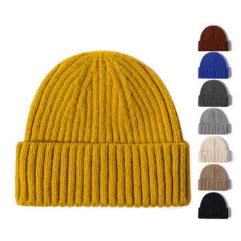 Manufacturer Winter Thicken Imitation Rabbit Fur Beanies Embroidered Running Knit Hats Knitted Blank Beanies with Custom Logo
