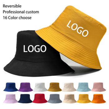 Custom Logo Embroidered Wide Brim Reversible Bucket Hat Wholesale Bulk Cotton Plain Double Side Fisherman Cap for Men Women