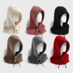 Custom Winter One-Piece Neck Collar Balaclavas Woven Full Face Cover Fleece Hat Knitted Balaclava Cap