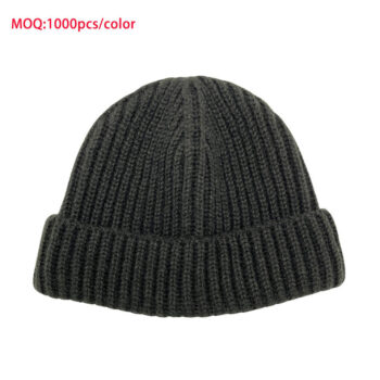 Wholesale Cuffed Short Knit Beanie Hat Kupluk Gorro De Lana Toque Factory Price Custom Winter Acrylic Knitted Hat Fisherman Cap