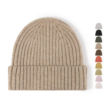Wholesale Unisex Streetwear Sports Winter Warm Ribbed Cashmere Beanie Cap Knitted Acrylic 10% Wool Beanie Hats with Custom Logo