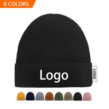 Wholesale Warm Hat Manufacturer Custom Logo Embroidery Unisex Winter Blank Plain Knitted Beanie Cap Beanie Hats with Custom Logo